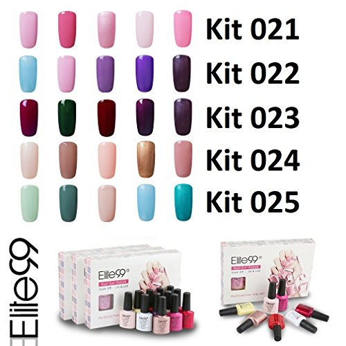 Elite99 Esmalte de Uñas Semipermanente Uñas de Gel UV LED Kit de Manicura 5pcs en Caja Pintauñas Soak off 7.3ml - Kit 003