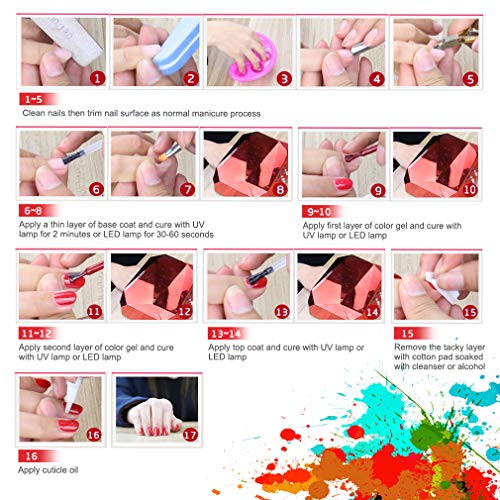 Elite99 Esmaltes Semipermanentes de Uñas en Gel UV LED, 10 Colores con Base y Top Coat Kit de Esmaltes de Uñas 002