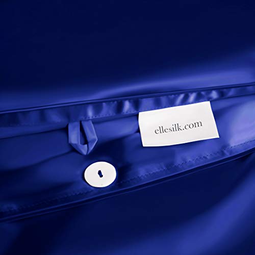 ElleSilk 100% Seda Funda Nórdica, Funda de Edredón de Seda, 22 Momme, Seda de Morera de Grado Auperior, Tinte Natural, Naturalmente Transpirable, 260 x 220 cm, Azúl Real