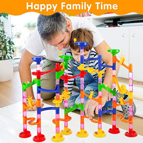 Elover Circuito de Canicas 105pcs Juguetes de Construcción Pista de Bolas Laberinto de Canicas Marble Run Juguetes para Niños