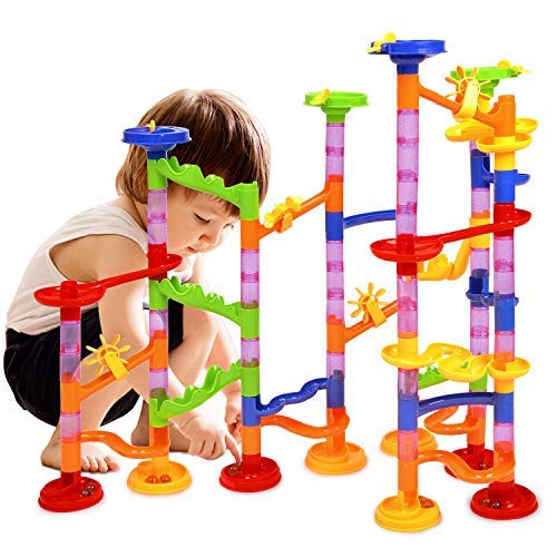 Elover Circuito de Canicas 105pcs Juguetes de Construcción Pista de Bolas Laberinto de Canicas Marble Run Juguetes para Niños