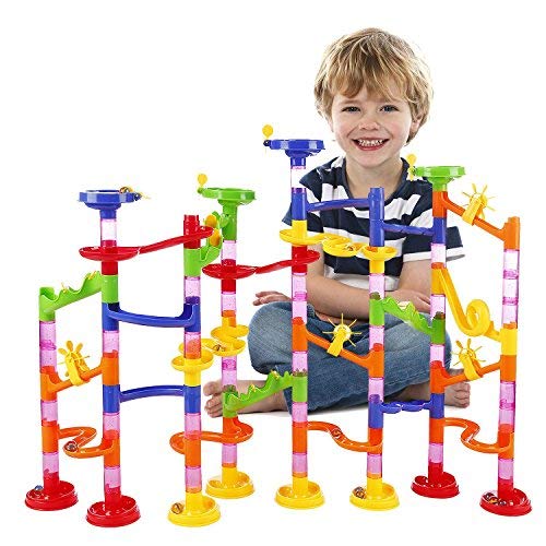 Elover Circuito de Canicas 105pcs Juguetes de Construcción Pista de Bolas Laberinto de Canicas Marble Run Juguetes para Niños