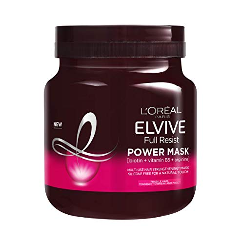 Elvive Haircare L'Oreal Paris Elvive Full Resist Frágil Hair Multi-Use Hair Hair Fortalecedor Máscara con Biotina, 680 ml