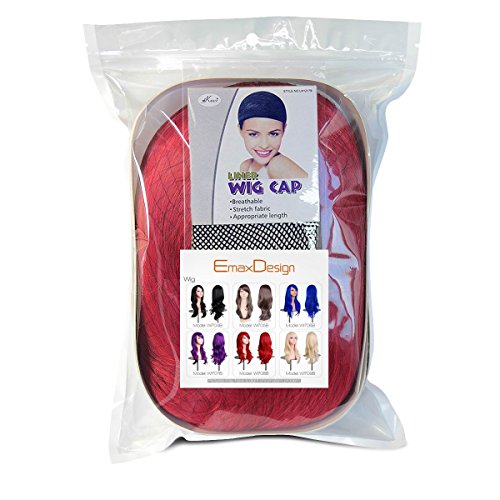 EmaxDesign Peluca de mujer de 70 cm de longitud Melena larga y con volumen, de estilo ondulado y resistente al calor, incluye rejilla para el pelo y peine para peluca, color rojo