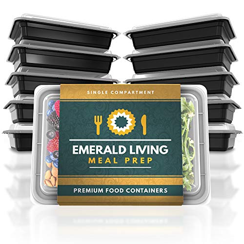 Emerald Living Juego de recipientes para Preparar Comida, 1 Compartimento, Negro, 1 Compartment