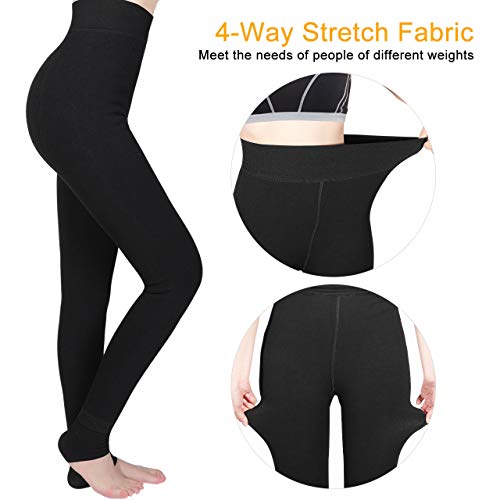 Emooqi Leggings Largas de Invierno para Mujer, Pack de 2 Leggings Cintura Alta, Leggings Térmicos Calientes con Forro Polar, Leggings Pantalones Mallas Elásticos