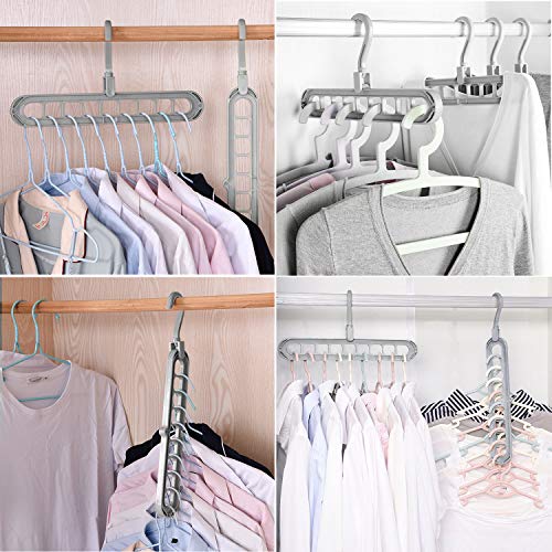 Emooqi Organizador mágico para Perchas, 6 Piezas Perchas Resistentes de plástico para Ahorrar Espacio, Percha Plegable Antideslizante giratoria de 360 ° con 9 Agujeros para Secado y Almacenamiento