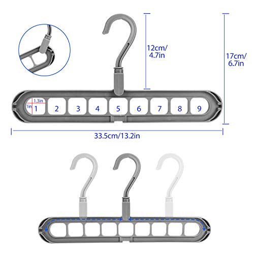 Emooqi Organizador mágico para Perchas, 6 Piezas Perchas Resistentes de plástico para Ahorrar Espacio, Percha Plegable Antideslizante giratoria de 360 ° con 9 Agujeros para Secado y Almacenamiento