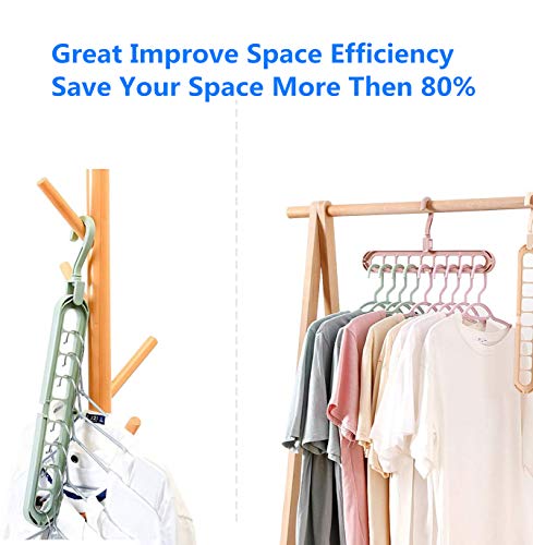 Emooqi Organizador mágico para Perchas, 6 Piezas Perchas Resistentes de plástico para Ahorrar Espacio, Percha Plegable Antideslizante giratoria de 360 ° con 9 Agujeros para Secado y Almacenamiento