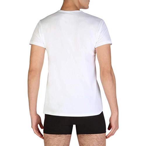 Emporio Armani Hombre 2 Pack camiseta de algodón stretch, Azul, Medium