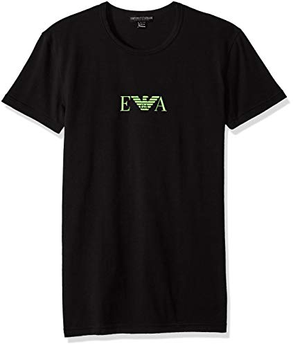 Emporio Armani Hombre Monogram Crew Cuello Camiseta (X Pack 2) - Negro, XL (XL)