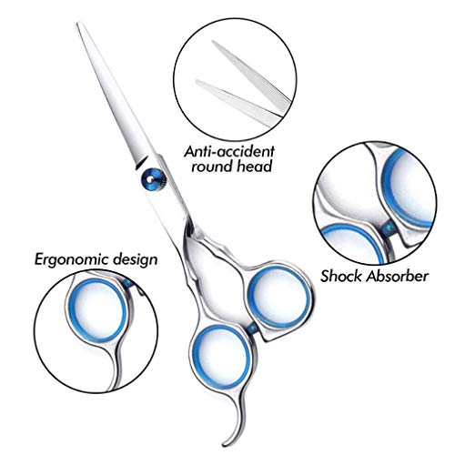 EMSMIL Tijera Peluqueria Candure Tijeras Peluquelo Profesional Acero Inoxidable Tijeras de Peluquería Kit con Tijeras de Entresacar Capa de Barbero Peine de Maquinilla de Afeitar Clips