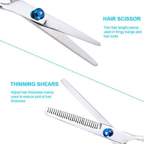 EMSMIL Tijera Peluqueria Candure Tijeras Peluquelo Profesional Acero Inoxidable Tijeras de Peluquería Kit con Tijeras de Entresacar Capa de Barbero Peine de Maquinilla de Afeitar Clips