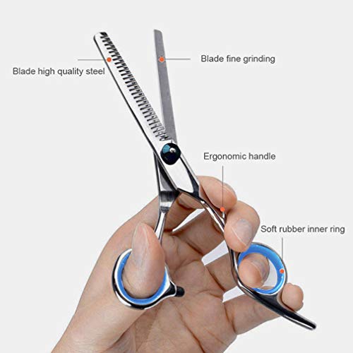 EMSMIL Tijera Peluqueria Candure Tijeras Peluquelo Profesional Acero Inoxidable Tijeras de Peluquería Kit con Tijeras de Entresacar Capa de Barbero Peine de Maquinilla de Afeitar Clips