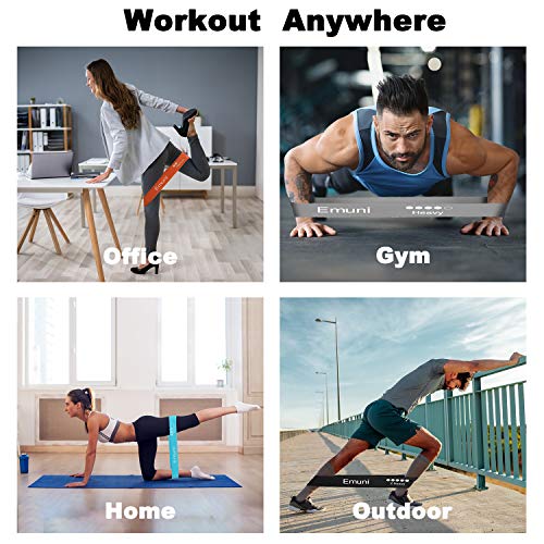 Emuni Set de 5 Bandas de Resistencia: Cintas Elásticas Fitness de Ejercicio Estiramiento, Yoga y Pilates, Bandas de Entrenamiento con 5 Niveles para Brazos y Hombros, de piernas y glúteos