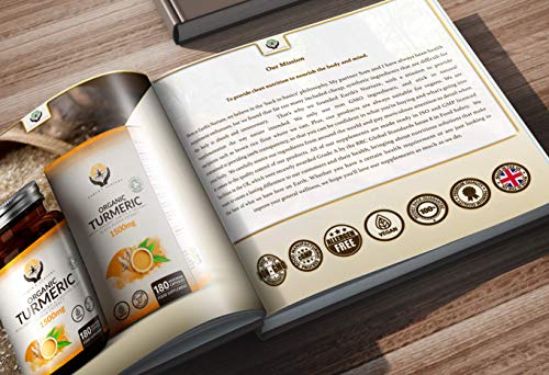 EN Curcuma en Capsulas | Curcuma con Jengibre y Pimienta Negra 1500mg | 180 Capsulas Veganas | Curcuma Organica Certificada por Soil Association | Turmeric Sin OGM, Gluten, Lacteos o Alergenos