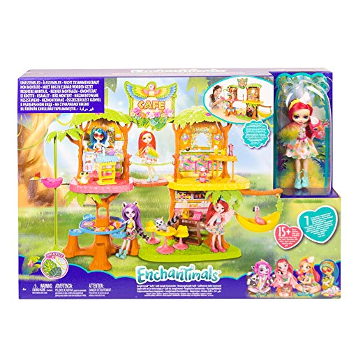Enchantimals - Cafetería Junglewood con muñeca y mascota Peeki Parrot y accesorios, edad recomendada: 4 años y más (Mattel GNC57)