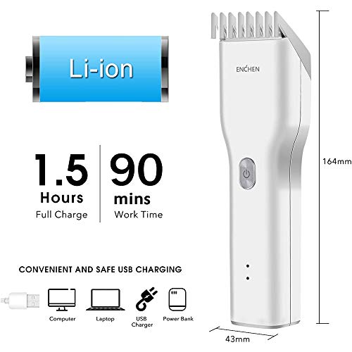 ENCHEN Cortapelos Eléctricos para Hombres, Electrico Cortapelos Profesional Hombre, Impermeable Inalámbrica Barbero Electrico Recortador de Barba USB Recargable Un Botón Bloquea Longitudes de Corte