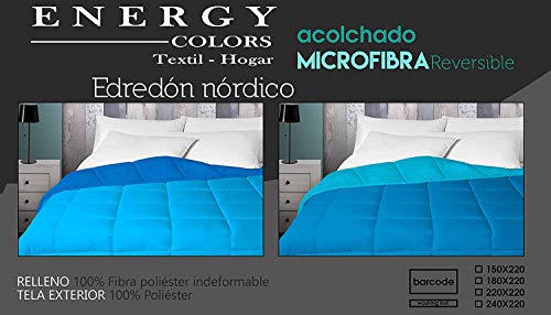 Energy Colors Textil - Hogar Relleno, Edredón nórdico Bicolor/Reversible 350 Gramos (Azul - Turquesa, Cama 90 (150 x 220 cm))