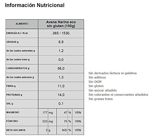 Energy Feelings Avena Ecológica Premium sin Gluten en Harina, XXL - 3 Paquetes de 1000 gr - Total: 3000 gr