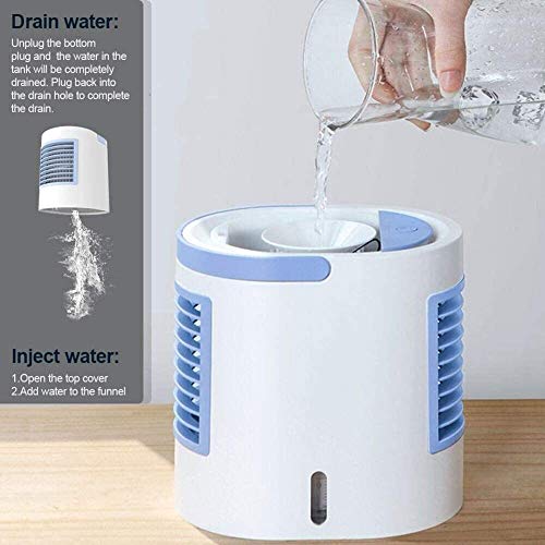 Enfriador de aire Portátiles de aire más fresco de escritorio del acondicionador de aire 3 en 1 purificador del humectador luz de la noche, 3 velocidades de enfriamiento del ventilador, for Office dor