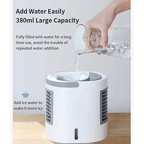 Enfriador de aire Refrigerador portable del aire mini acondicionador de aire 3 en 1 purificador del humectador, luz del LED, 3 velocidades del ventilador Reducción de ruido for Office dormitorio del d