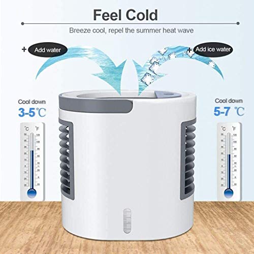 Enfriador de aire Refrigerador portable del aire mini acondicionador de aire 3 en 1 purificador del humectador, luz del LED, 3 velocidades del ventilador Reducción de ruido for Office dormitorio del d
