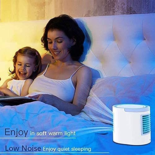 Enfriador de aire Refrigerador portable del aire mini acondicionador de aire 3 en 1 purificador del humectador, luz del LED, 3 velocidades del ventilador Reducción de ruido for Office dormitorio del d