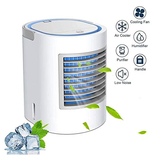 Enfriador de aire Refrigerador portable del aire mini acondicionador de aire 3 en 1 purificador del humectador, luz del LED, 3 velocidades del ventilador Reducción de ruido for Office dormitorio del d
