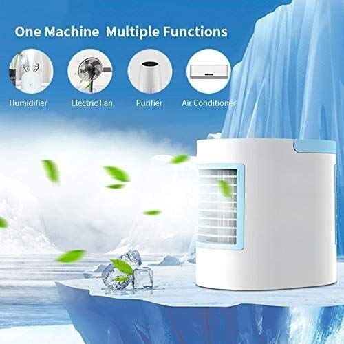Enfriador de aire Refrigerador portable del aire mini acondicionador de aire 3 en 1 purificador del humectador, luz del LED, 3 velocidades del ventilador Reducción de ruido for Office dormitorio del d