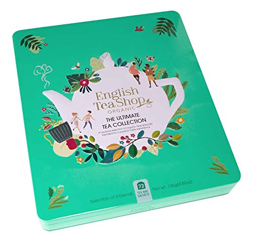 English Tea Shop Surtido de Tés Orgánicos y Infusiones en 9 sabores Clásicos en Caja Eco-Box Metal - 1 x 72 bolsitas de té (136 gramos)