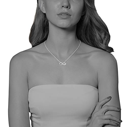 ENGSWA Collar Mujer Plata de Ley 925 Colgante Infinito con Corazón Grabado Te Amo Regalo para Mamá Hija Niña Esposa Novia