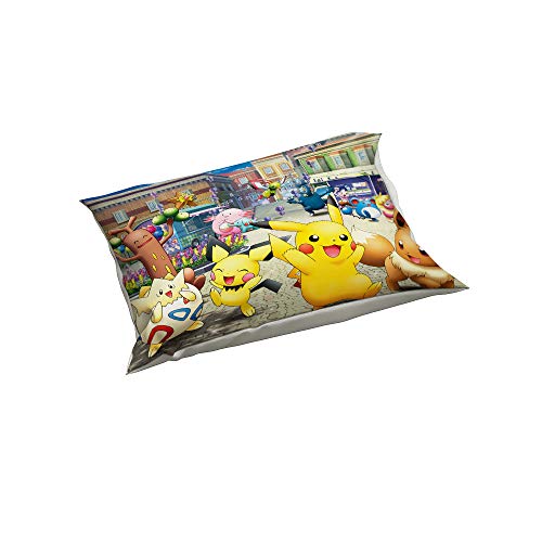Enhome 3 Piezas Microfibra Juego de Funda de Edredón, Ropa de Cama para Adolescentes 3D Impresión Funda Nórdica y 2 Piezas Fundas de Almohada (Pokemon D,150x200cm)