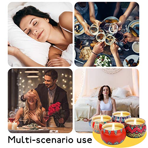 Enibon Velas Aromaticas, Velas Perfumdas Aliviar Estrés y Relajación, 100% Cera de Soja Naturales, 4 * 5,3oz, 35-40 Horas. Regalos Originales Mujer para Yoga, Aniversario, Cumpleaños, Bodas, Navidad