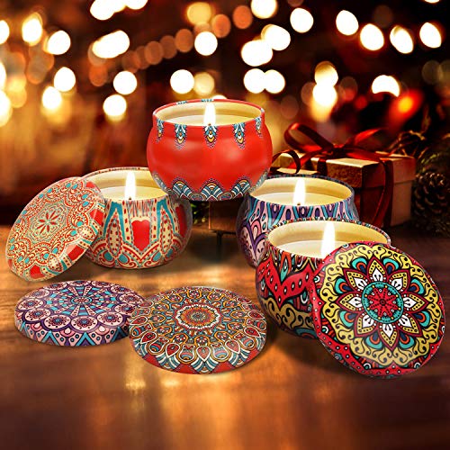 Enibon Velas Aromaticas, Velas Perfumdas Aliviar Estrés y Relajación, 100% Cera de Soja Naturales, 4 * 5,3oz, 35-40 Horas. Regalos Originales Mujer para Yoga, Aniversario, Cumpleaños, Bodas, Navidad