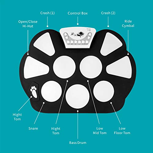 Enrolle Bateria Musical Electrónica para Niños - DigitalLife Kit De Pad Roll Up Silicona Portátil Plegable - Instrumentos de Música