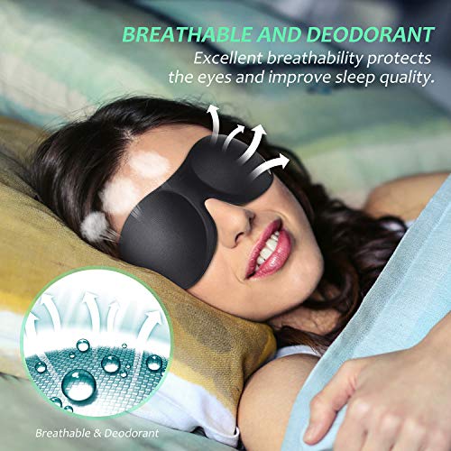 Entligent Antifaz para Dormir 3D, Antifaz Máscara Tapa para Dormir 100% Anti-Luz Viaje con Espuma de Memoria Banda Elástica Ajustable Cómoda y Ultra Suave para Mujers y Hombres