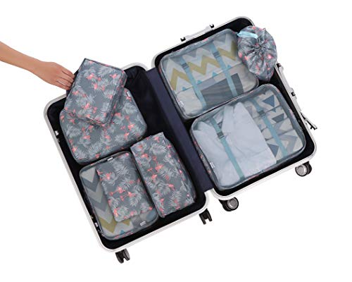 Eono by Amazon - 8 Set Cubos de Embalaje, Organizadores para Maletas, Travel Packing Cubes, Equipaje de Viaje Organizadores, con Bolsa de Zapatos, Bolsa de Cosméticos y Bolsa de Lavandería, Borgoña
