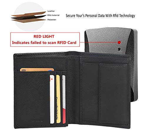 Eono by Amazon Essentials RFID Mens Wallet Leather - Tarjeta de crédito múltiple con 2 billeteras Delgadas con Soporte ID (Napa Negra)