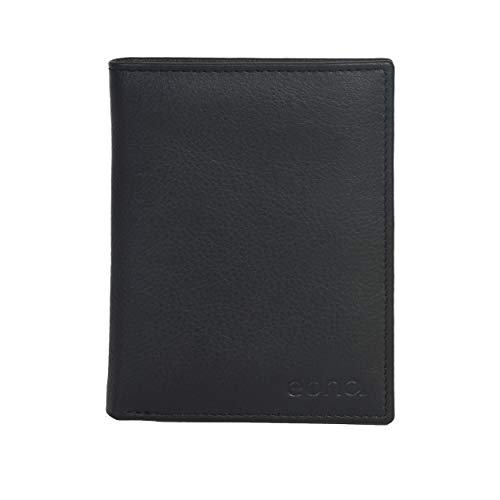 Eono by Amazon Essentials RFID Mens Wallet Leather - Tarjeta de crédito múltiple con 2 billeteras Delgadas con Soporte ID (Napa Negra)