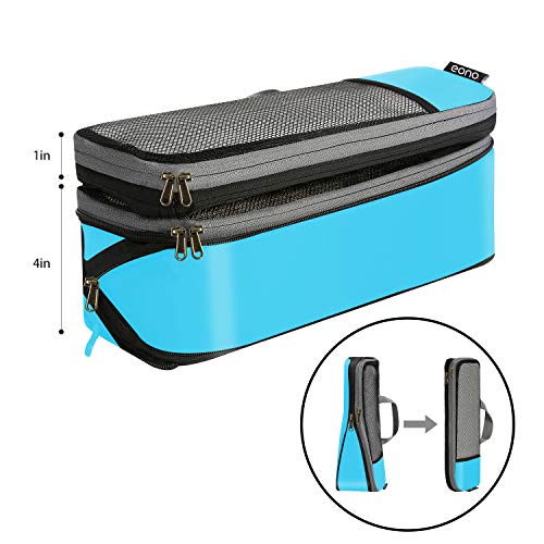 Eono by Amazon - Organizadores de Viaje de compresión expandibles, Impermeable Organizador para Maletas, Organizador de Equipaje, Cubos de Embalaje, Compression Packing Cubes, Azul 6, Set