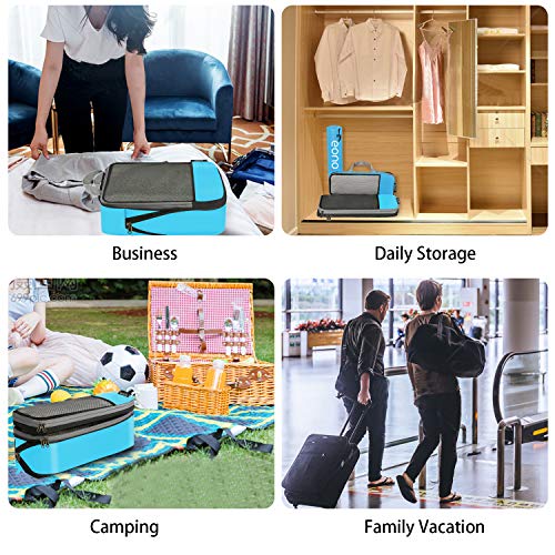 Eono by Amazon - Organizadores de Viaje de compresión expandibles, Impermeable Organizador para Maletas, Organizador de Equipaje, Cubos de Embalaje, Compression Packing Cubes, Azul 6, Set
