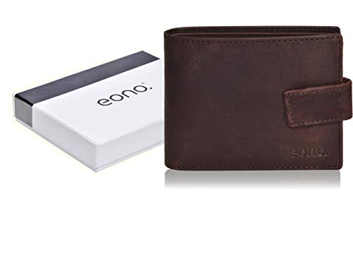 Eono Essentials RFID Carteras de Cuero-Monedero Delgado con Bolsillo con Cremallera para Hombres