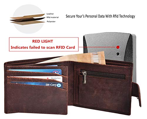 Eono Essentials RFID Carteras de Cuero-Monedero Delgado con Bolsillo con Cremallera para Hombres
