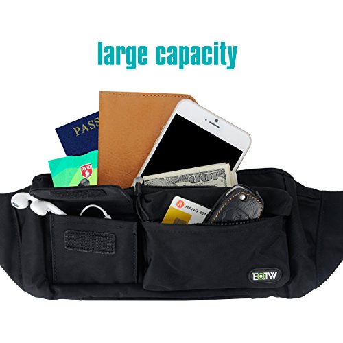 EOTW Riñonera Mujer para Llevar Pasaporte,Cargador,Gafas de Sol, Crema Protectora y Teléfonos hasta 6 Pulgadas,Bolso de Cintura Viajar,Hípica,Golf, Acampada,Comprar. (Negro)