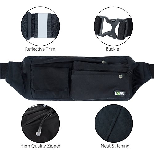 EOTW Riñonera Mujer para Llevar Pasaporte,Cargador,Gafas de Sol, Crema Protectora y Teléfonos hasta 6 Pulgadas,Bolso de Cintura Viajar,Hípica,Golf, Acampada,Comprar. (Negro)