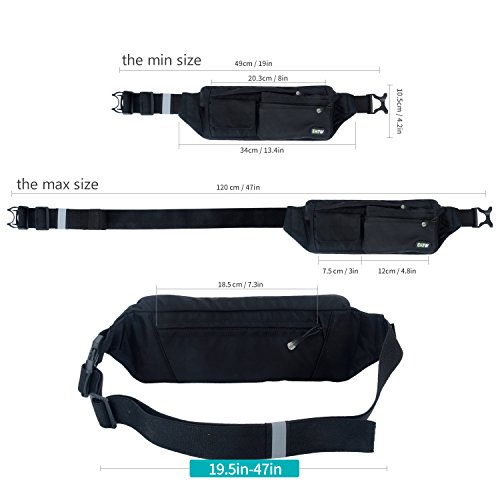 EOTW Riñonera Mujer para Llevar Pasaporte,Cargador,Gafas de Sol, Crema Protectora y Teléfonos hasta 6 Pulgadas,Bolso de Cintura Viajar,Hípica,Golf, Acampada,Comprar. (Negro)