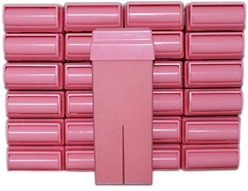 Epilwax 24 Cartuchos Roll-On de Cera Depilatoria Tibia Cera roll on de 100 ml de Cera profesional Rosa de alta calidad para Depilación con Bandas Depilatorias des las piernas, axilas, y el cuerpo