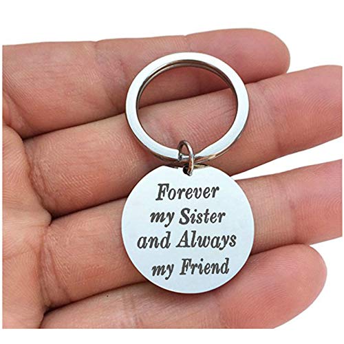 Epinki Acero Inoxidable Llavero Grabado Forever My Sister y Always my Friend Plata Llavero