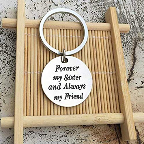 Epinki Acero Inoxidable Llavero Grabado Forever My Sister y Always my Friend Plata Llavero